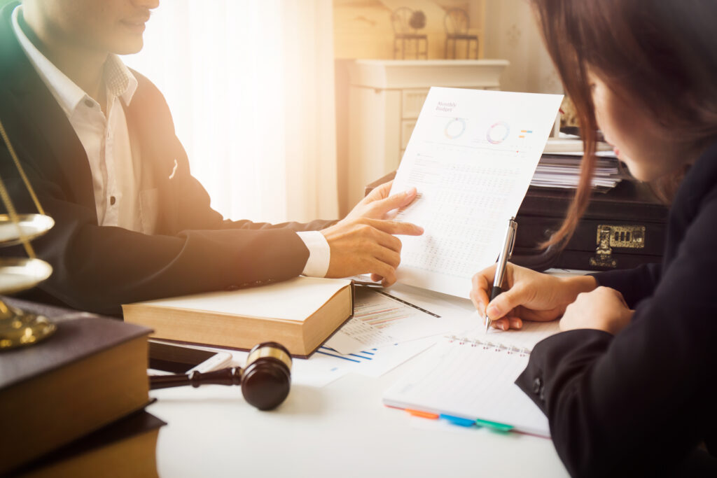 commercial real estate attorney meeting with client